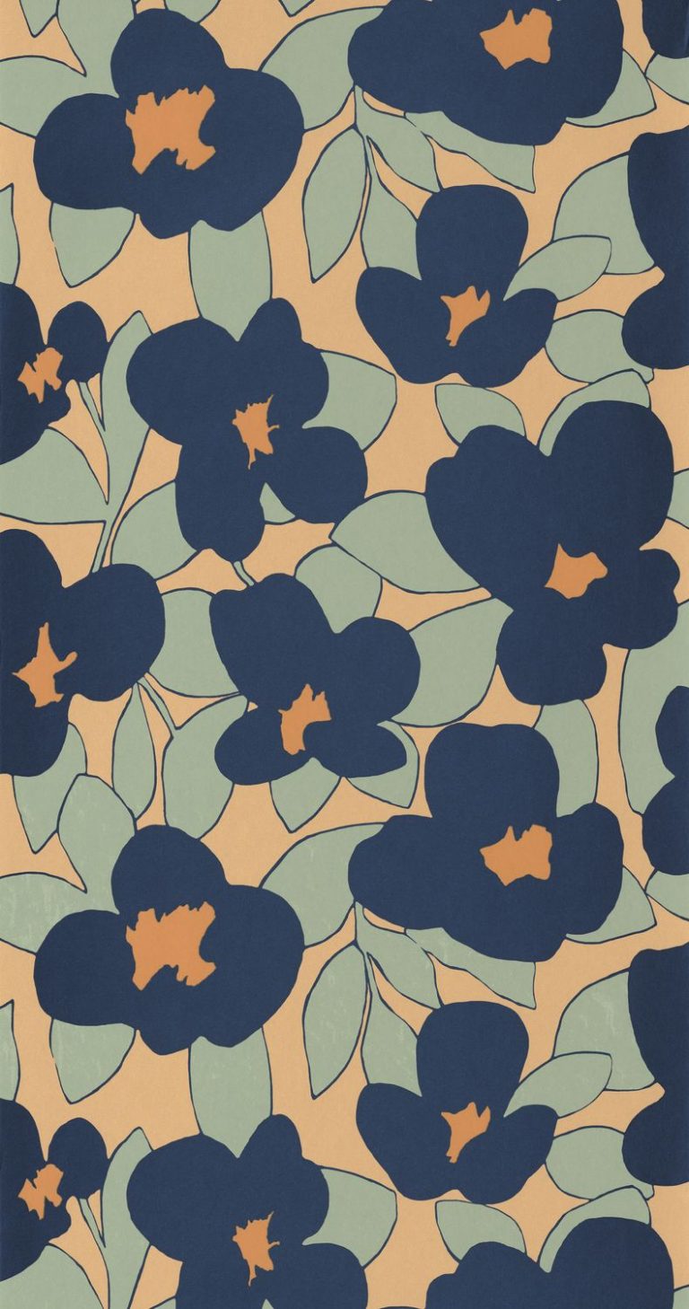 Обои — Casadeco — ICONIC — Flower power — Bleu marine (арт. 88393101)