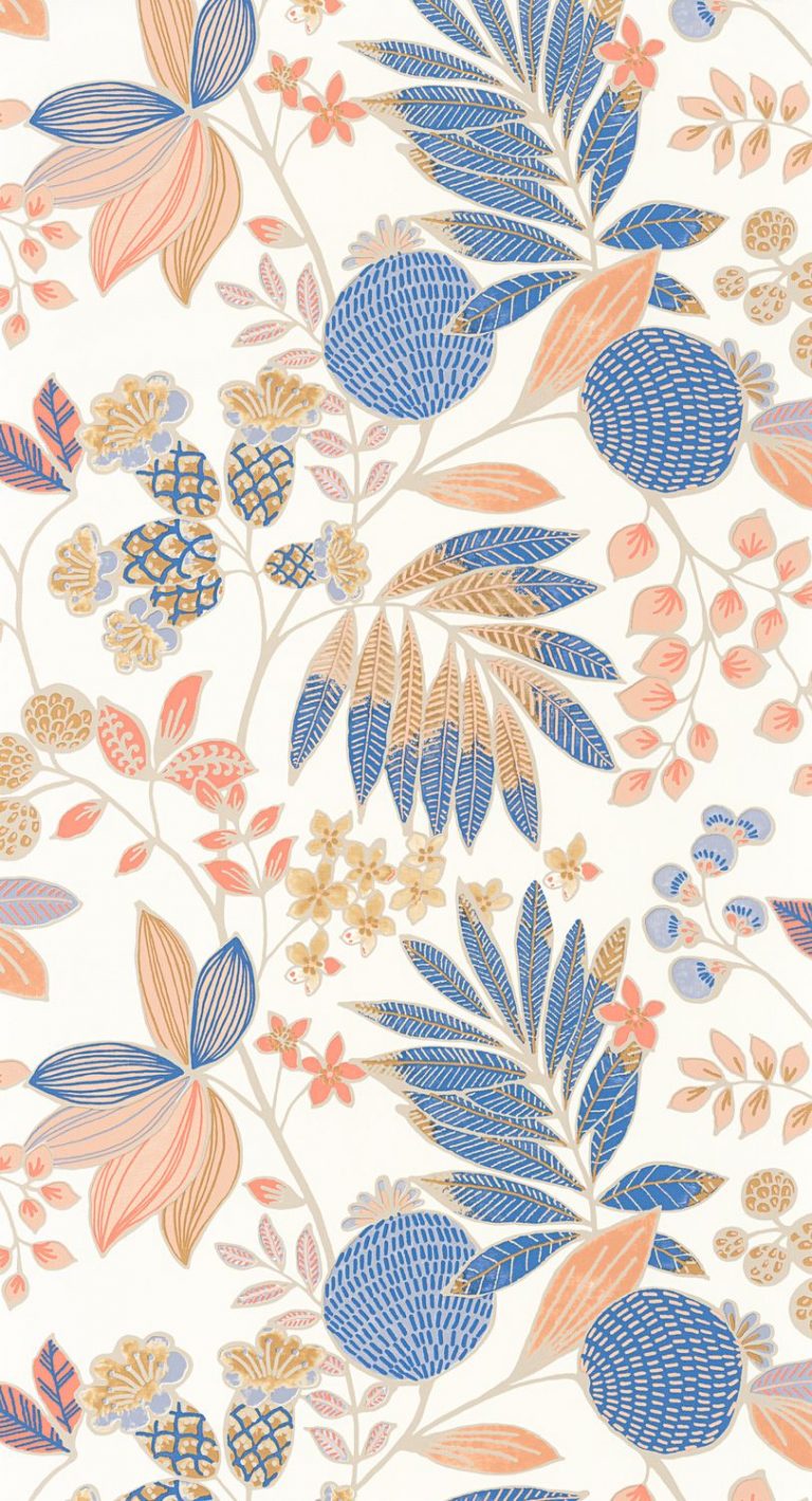 Обои — Casadeco — CALIFORNIA — Palm springs — Indigo / peche (арт. 88806565)