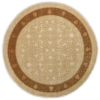 Индийский ковёр из шерсти - KING OF AGRA - 285 x 285 (RO8-CRE-GLD(ROUND)_RAJ.14/R/600-4-890-195U1217##)