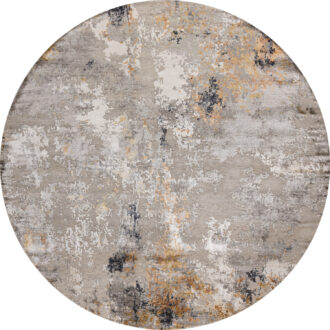 Индийский ковёр из арт-шёлка - STORM - 240 x 240 (STO_R_FR21407WL-GREY-RUST(Round))