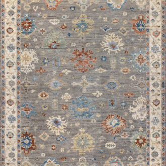 Индийский ковёр из шерсти - OUSHAK GOLD - 370 x 452 (OSG_R_MAJ105-GREY-IVORY)