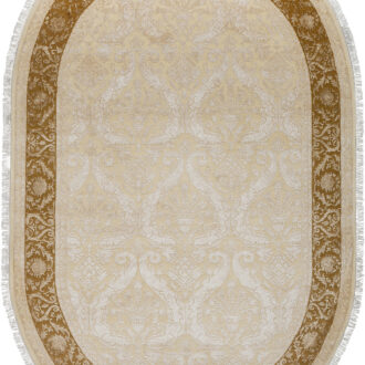 Индийский ковёр из шерсти - KING OF AGRA - 115 x 178 (RAJ14_R_NO18-CRE-GLD(Oval))