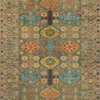 Пакистанский ковёр из шерсти - KAZAK ROYAL - 279 x 366 (KAZR_R_231574-GRN-GRN)