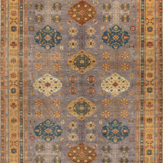 Пакистанский ковёр из шерсти - KAZAK ROYAL - 402 x 504 (KAZR_R_232583-GREY-GLD)