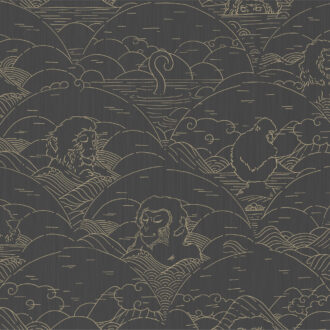 Обои Arte - INDIGO MACAQUE - Ivory MO3001 (коллекция Moooi Wallcovering Tokyo Blue)