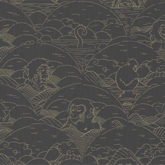 Обои Arte - INDIGO MACAQUE - Ivory MO3001 (коллекция Moooi Wallcovering Tokyo Blue)