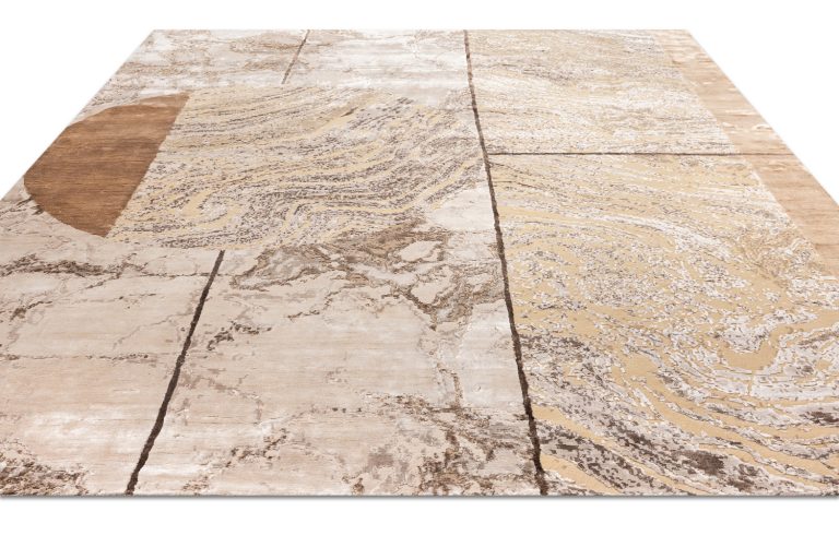 Индийский ковёр из арт-шёлка и шерсти — MARBLE T — MARBLE-LINES-1-BGE
