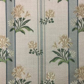 Ткань Quenin - LAMPAS BLEUETS - CREME/BLEU - 4054-02