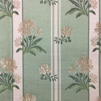 Ткань Quenin - LAMPAS BLEUETS - VERT/CREME - 4054-04