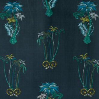 Ткань - Clarke and Clarke - JUNGLE PALMS VELVET - NAVY - F1209/01