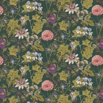 Ткань - Clarke and Clarke - PASSIFLORA - EMERALD VELVET - F1304/07