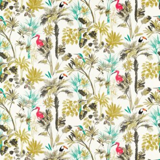 Ткань - Clarke and Clarke - PALM - CHARCOAL/CITRON - F1518/01
