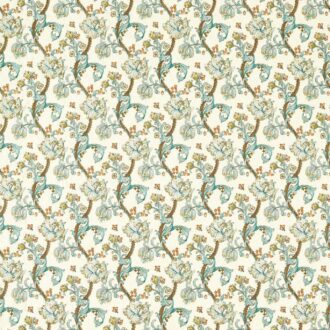 Ткань - Clarke and Clarke - GOLDEN LILY Вышивка - LINEN/TEAL - F1742/03