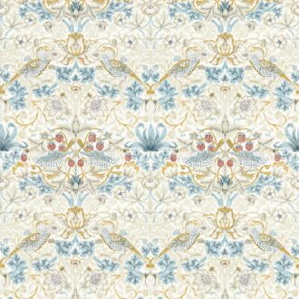 Обои - Clarke and Clarke - STRAWBERRY THIEF - LINEN/PLUM - W0171/03