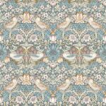 Обои - Clarke and Clarke - STRAWBERRY THIEF - SLATE/BLUSH - W0171/05