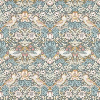Обои - Clarke and Clarke - STRAWBERRY THIEF - SLATE/BLUSH - W0171/05