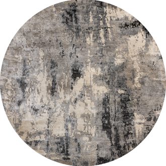 Индийский ковёр из арт-шёлка - STORM - STO_R_FR1221-SILVER-CHARCOAL(Round) - 180 x 180