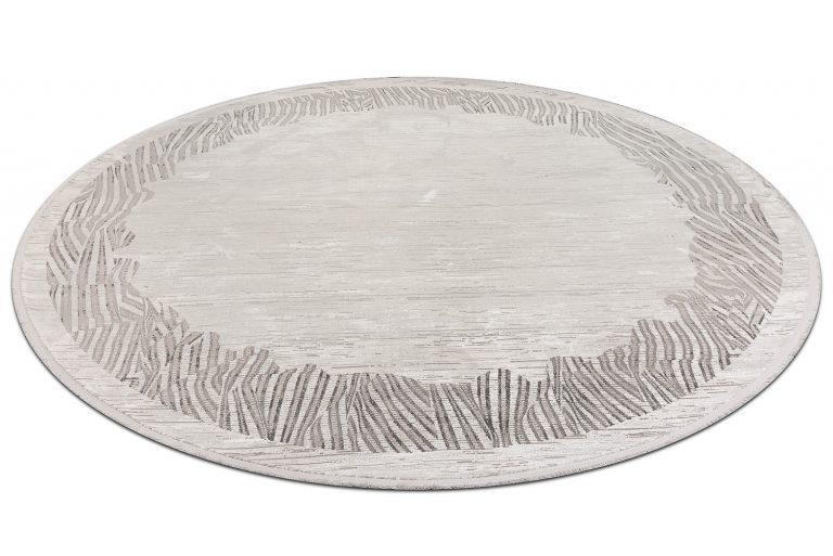 Турецкий ковёр из эвкалиптовый шёлк и акрила — Kelly Crown — H355CF-LGRY-CRE(Round)