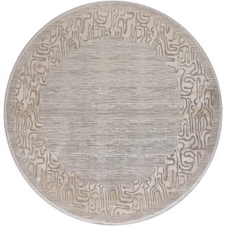 Турецкий ковёр из эвкалиптовый шёлк и акрила - Kelly Crown - KLCRO_M_H356CF-LGRY-CRE(Round) - 400 x 400