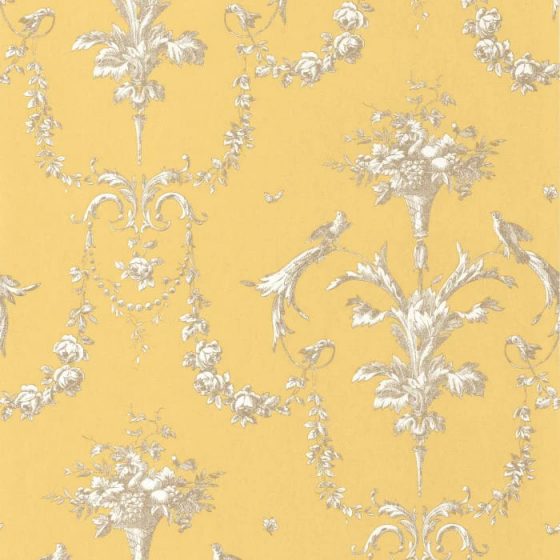 Обои - Casadeco - LES BELLES TOILES DE JOUY - Corne d'abondance - Jaune soleil (арт. 87922524)