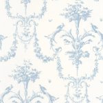 Обои - Casadeco - LES BELLES TOILES DE JOUY - Corne d'abondance - Bleu faïence (арт. 87926716)
