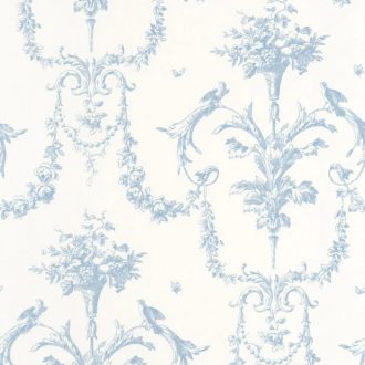 Обои - Casadeco - LES BELLES TOILES DE JOUY - Corne d'abondance - Bleu faïence (арт. 87926716)