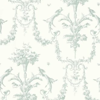 Обои - Casadeco - LES BELLES TOILES DE JOUY - Corne d'abondance - Vert sauge (арт. 87927323)