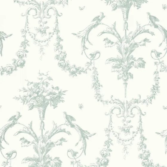 Обои - Casadeco - LES BELLES TOILES DE JOUY - Corne d'abondance - Vert sauge (арт. 87927323)