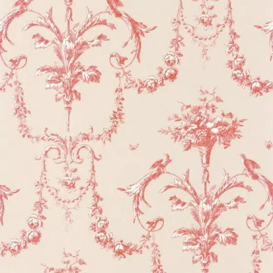 Обои - Casadeco - LES BELLES TOILES DE JOUY - Corne d'abondance - Rouge carmin (арт. 87928213)