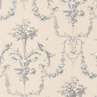 Обои - Casadeco - LES BELLES TOILES DE JOUY - Corne d'abondance - Noir fusain (арт. 87929621)