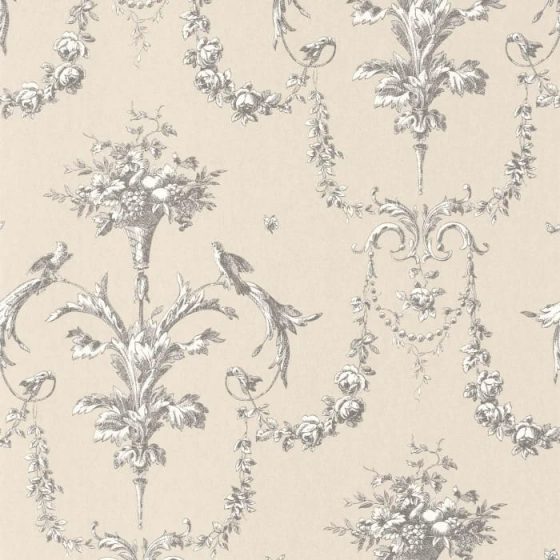 Обои - Casadeco - LES BELLES TOILES DE JOUY - Corne d'abondance - Noir fusain (арт. 87929621)