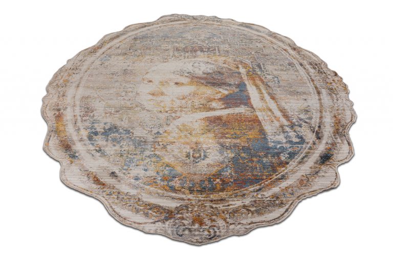 Турецкий ковёр из полиэфирный шёлк — MYSTIC — 1472A-DGRY-BGE(Oval)
