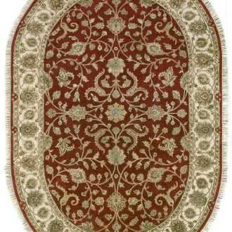 Индийский ковёр из шерсти и шёлка - PLATINUM - PLAT_R_AK1511-DRED-IVR(Oval) - 304 x 398