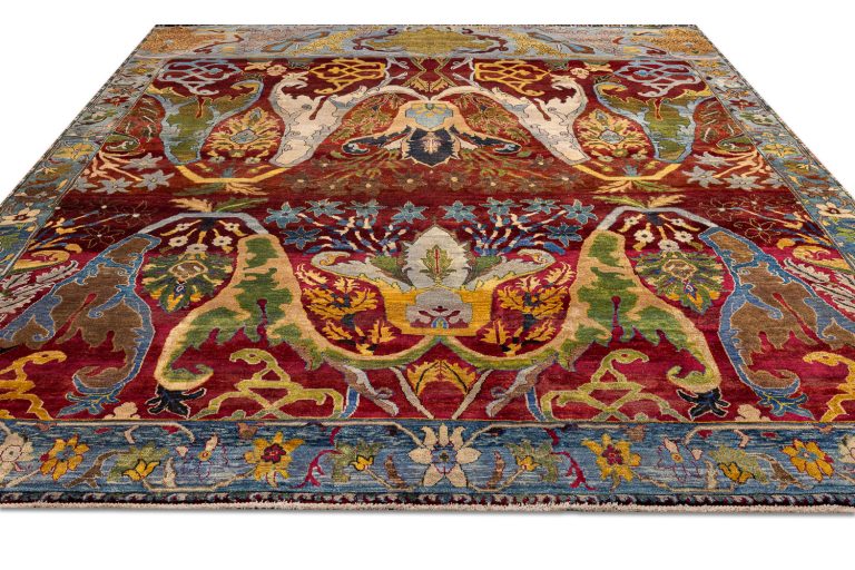 Индийский ковёр из шерсти — ZIEGLER VINTAGE — AC228-RED-BLU
