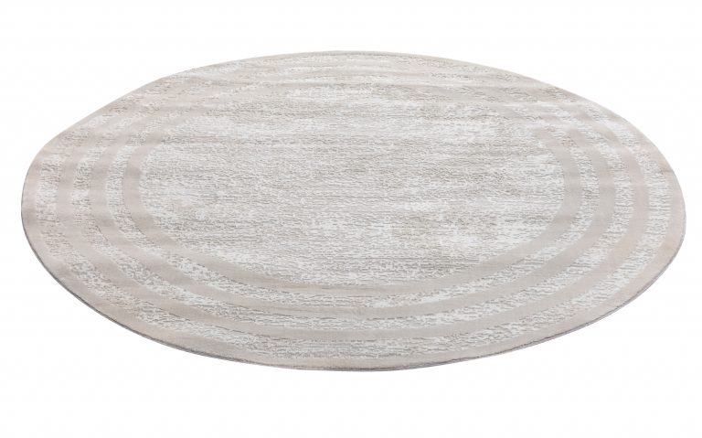 Турецкий ковёр из полипропилен и полиэстера — MOON — 6489A-CREAM-L.GREY(Round)