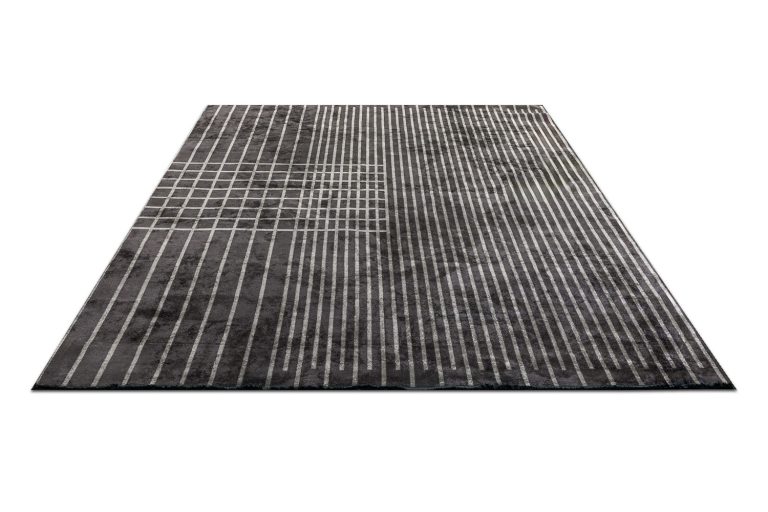 Турецкий ковёр из хлопка и вискозы и акрила — CORAL — 3250-PLAID CHARCOAL — GREY