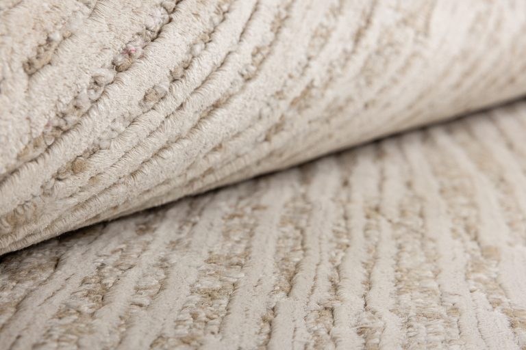 Индийский ковёр из шёлка и хлопка — BLANC DE BLANCS — KE2421-IVORY-BEIGE(Round)