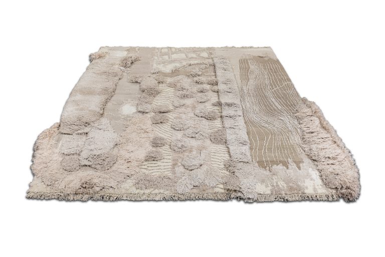 Индийский ковёр из шерсти и бамбуковый шёлк и хлопка — IRREGULAR — ESRM5245-D.IVORY-WHITE