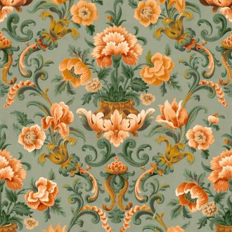 Обои Coordonne - Aranjuez Damask Sage D00131 (коллекция Damaskus)
