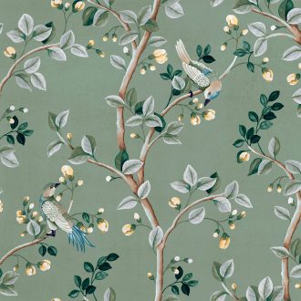 Обои Coordonne - Birds Prosperity Jade B00118 (коллекция Forbidden City)