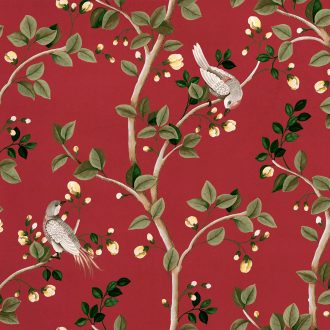 Обои Coordonne - Birds Prosperity Ruby B00120 (коллекция Forbidden City)
