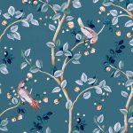Обои Coordonne - Birds Prosperity Sapphire B00123 (коллекция Forbidden City)