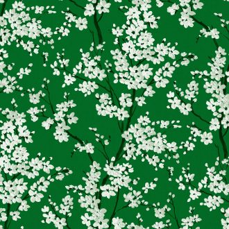 Обои Coordonne - Cherry Blossom Emerald B00130 (коллекция Forbidden City)