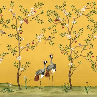 Обои Coordonne - Crowned Crane Amber B00162 (коллекция Forbidden City)