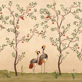 Обои Coordonne - Crowned Crane Nacre B00164 (коллекция Forbidden City)