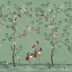 Обои Coordonne - Crowned Crane Turquoise B00161 (коллекция Forbidden City)