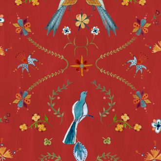 Обои Coordonne - Metaphoric birds Red A00930 (коллекция Central Saint Martins – Rest Time)