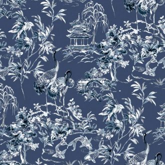 Обои Coordonne - Ming Pagoda Navy B00139 (коллекция Forbidden City)