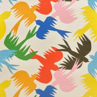 Обои Pierre Frey - Birds traffic - Multicolore FP207001 (коллекция La Couleur De Nos Reves)