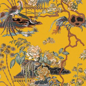 Обои Coordonne - Sacred Pheasants Amber B00114 (коллекция Forbidden City)